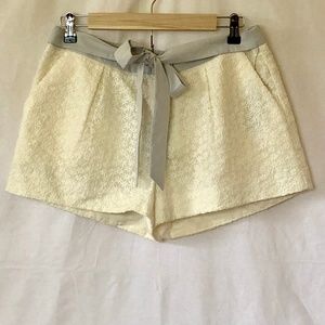 I Love Robinson Flower Embroidered Tie Belt Shorts